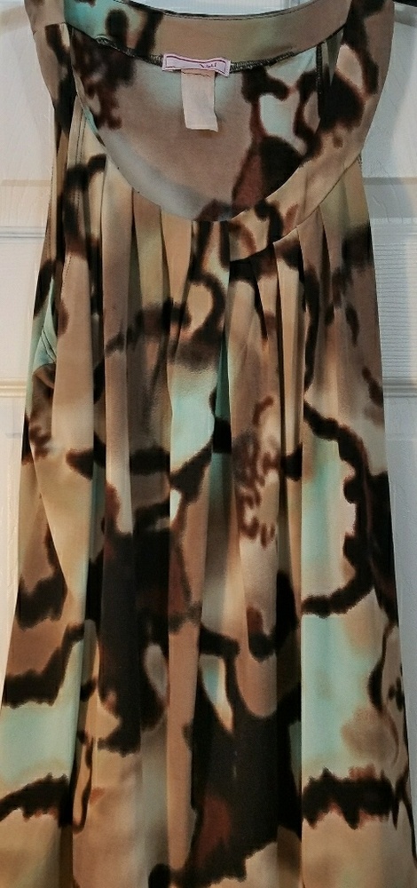 Brown and teal patterned tank